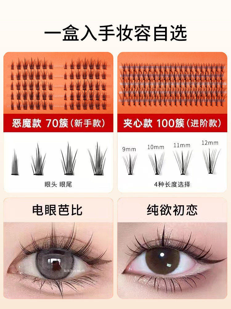 单眼皮的眼睛往往显得深邃而神秘适合选择自然浓密且根部加粗的睫毛款式。这样的设计能够巧妙地提升眼部立体感避免过于浓密导致眼睛显得更小同时保持自然清新增添一份迷人魅力。(图1)